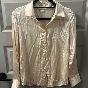 Reformation Cream silk Button-Down Top